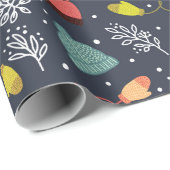 Gebreide Petten en Mittens Dark Blue Winter Patter Cadeaupapier (Rol Hoek)