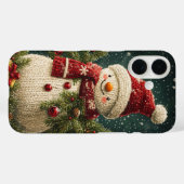 Gebreide Sneeuwman Feestelijke Evergreen Branches  Case-Mate iPhone Case (Achterkant (horizontaal))