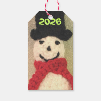 Gebreide Sneeuwman Kerst Ornament Cadeaulabel
