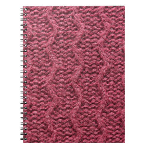 Gebreide trui textuur, kersen paarse. notitieboek
