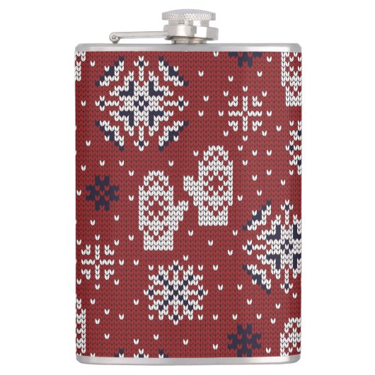 Gebreide winter kerst decoratief patroon heupfles (Voorkant)