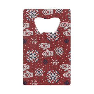 Gebreide winter kerst decoratief patroon kredietkaart flessenopener