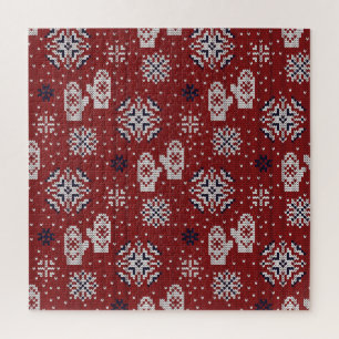 Gebreide winter kerst decoratief patroon legpuzzel