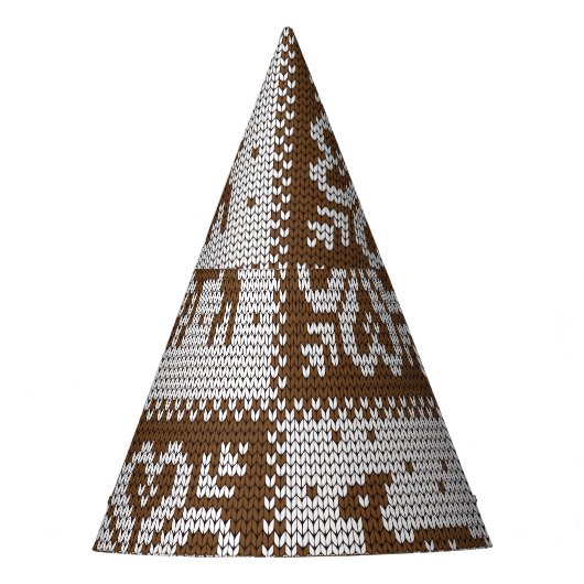 Gebreide winterherten:  dessin. feesthoedjes (Voorkant)