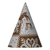 Gebreide winterherten:  dessin. feesthoedjes (Links)