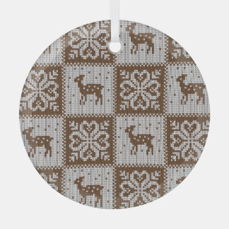 Gebreide winterherten: dessin. glas ornament