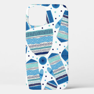 Gebreide winterkleding: Gezellig naadloos patroon. iPhone 12 Hoesje