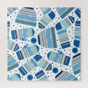 Gebreide winterkleding: Gezellig naadloos patroon. Legpuzzel