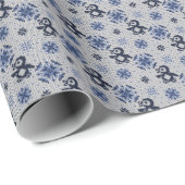 Gebreide winterpinguïns decoratief patroon cadeaupapier (Rol Hoek)