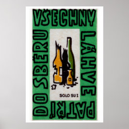 Gebroken alcoholflessen - Matchbox Print - Tsjechi