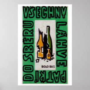 Gebroken alcoholflessen - Matchbox Print - Tsjechi