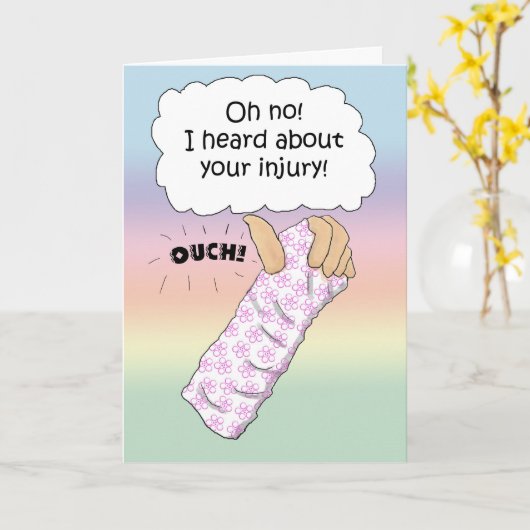 Gebroken armletsel Gekwetst Word snel gezond Kaart (Gele Bloem)