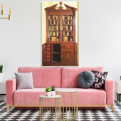 Gebroken boekenkast voor het bureau canvas afdruk (Insitu (Woonkamer))