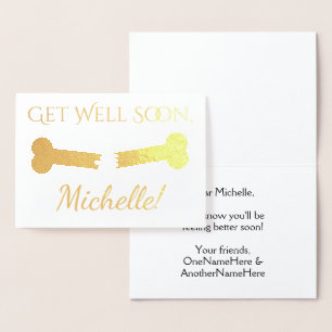 Gebroken bot "Get Well Soon" + aangepaste naam, be Folie Kaarten