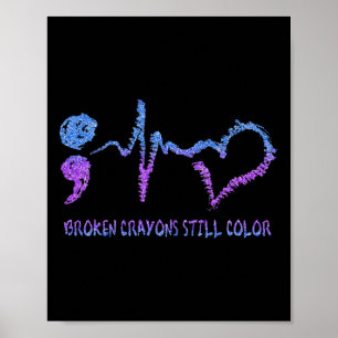 Gebroken Crayons nog steeds: preventie van zelfmoo Poster
