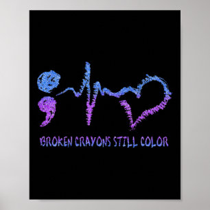 Gebroken Crayons nog steeds: preventie van zelfmoo Poster