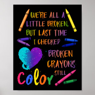 Gebroken Crayons nog steeds: preventie van zelfmoo Poster