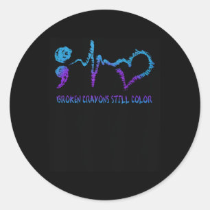 Gebroken Crayons nog steeds: preventie van zelfmoo Ronde Sticker
