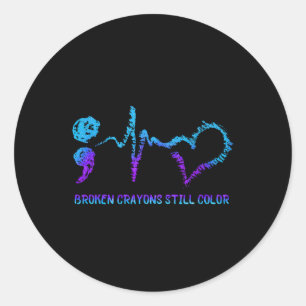 Gebroken Crayons nog steeds: preventie van zelfmoo Ronde Sticker