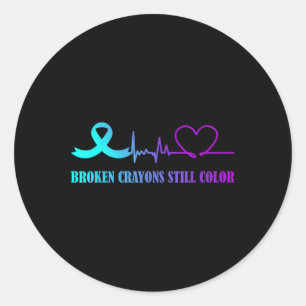 Gebroken Crayons nog steeds: preventie van zelfmoo Ronde Sticker