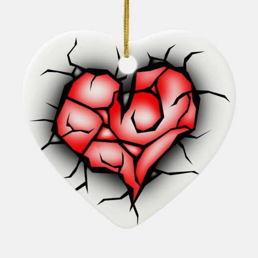 Gebroken en verscheurd hart keramisch ornament (Achterkant)