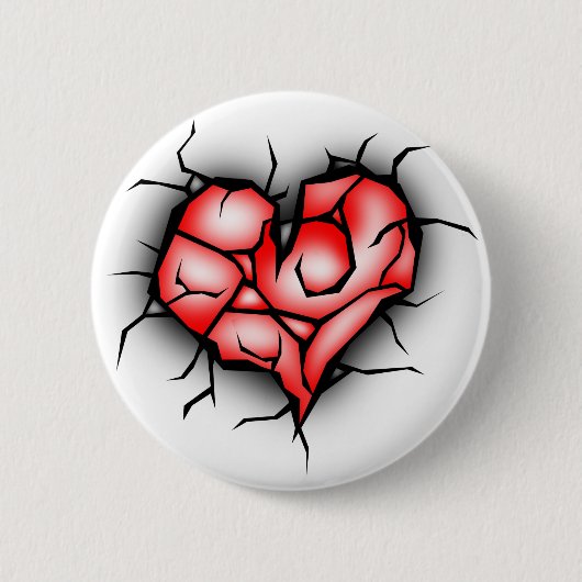 Gebroken en verscheurd hart ronde button 5,7 cm (Voorkant)