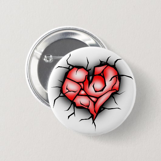 Gebroken en verscheurd hart ronde button 5,7 cm (Voorkant /achterkant)