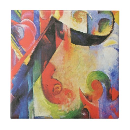 Gebroken formulieren van Franz Marc,  Abstracte ku Tegeltje (Voorkant)