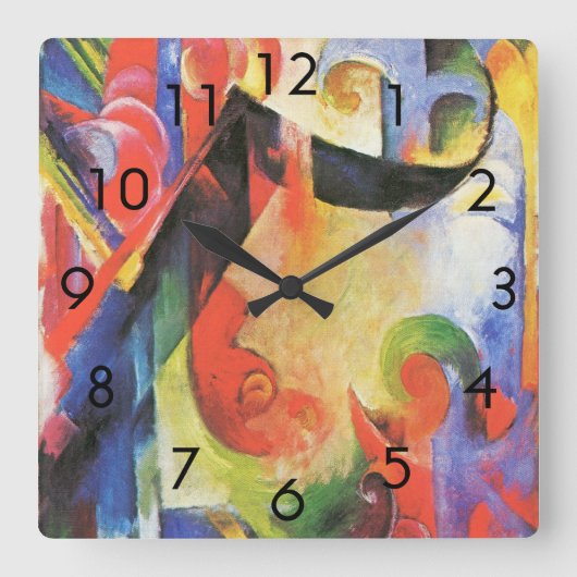 Gebroken formulieren van Franz Marc,  Abstracte ku Vierkante Klok (Voorkant)