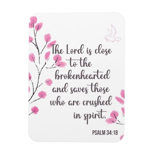 Gebroken Gehart en verpletterd in Geest Psalm 34:1 Magneet (Verticaal)