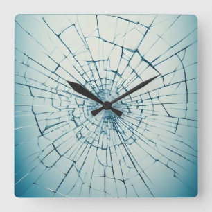 gebroken glas, gebarsten vierkante klok