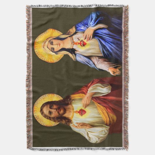 Gebroken hart en immaculair hart - halo-trommelwan deken (Voorkant Verticaal)