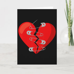 Gebroken hart en veiligheidsspelden Anti Valentijn Kaart