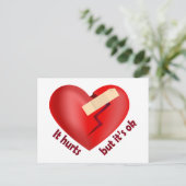 Gebroken hart genezen met patch en levenscitaat briefkaart (Staand voorkant)