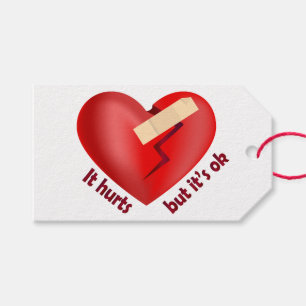 Gebroken hart genezen met patch en levenscitaat cadeaulabel