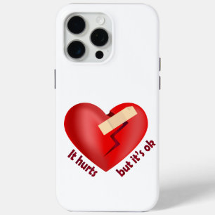 Gebroken hart genezen met patch en levenscitaat iPhone 15 pro max hoesje