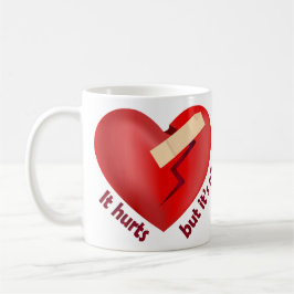 Gebroken hart genezen met patch en levenscitaat koffiemok