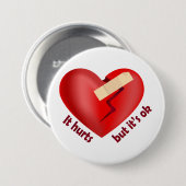 Gebroken hart genezen met patch en levenscitaat ronde button 7,6 cm (Voorkant /achterkant)