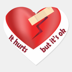 Gebroken hart genezen met patch en levenscitaat sticker
