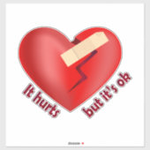 Gebroken hart genezen met patch en levenscitaat sticker (Vel)