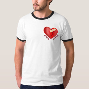 Gebroken hart genezen met patch en levenscitaat t-shirt