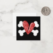 Gebroken Hart & Kruisbeenderen Notitiekaartje (Voorkant / Achterkant in situ)