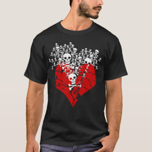 Gebroken hart met schedels t-shirt