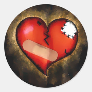 gebroken hart ronde sticker