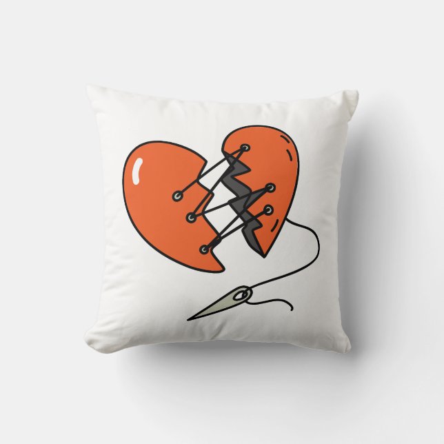 Gebroken hart rood kussen (Voorkant)