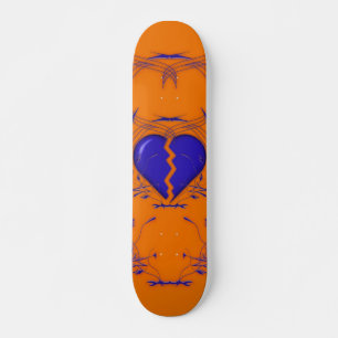 Gebroken hart/tribaal skateboard (oranje en blauw)