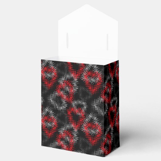 Gebroken harten rood en grijs op zwarte achtergron bedankdoosjes (Geopend)