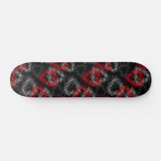 Gebroken harten rood en grijs op zwarte achtergron skateboard (Horizontaal)