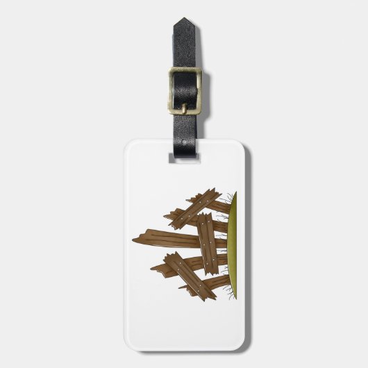 Gebroken houten hek rustieke boerderij bagagelabel (Voorkant verticaal)