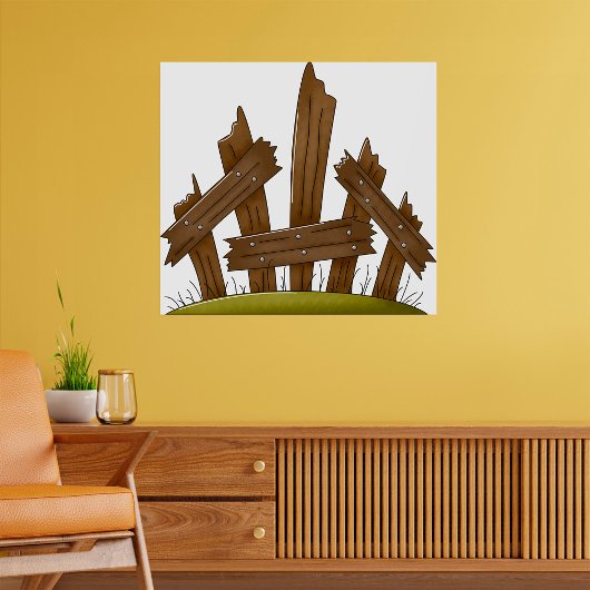 Gebroken houten hek rustieke boerderij poster